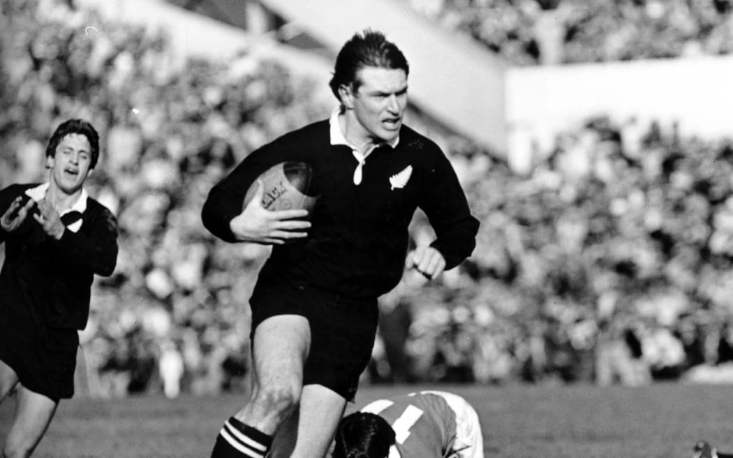 Stu Wilson in action for the All Blacks against the British and Irish Lions in 1983.