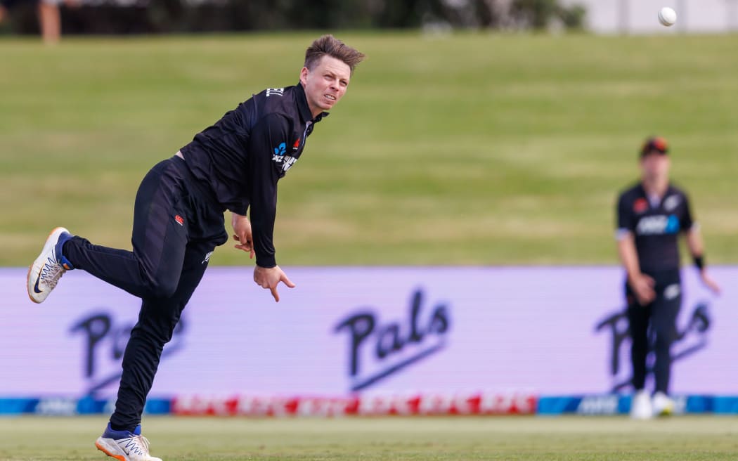 Michael Bracewell of the Blackcaps during the First One Day International match against Netherlands, 2022.