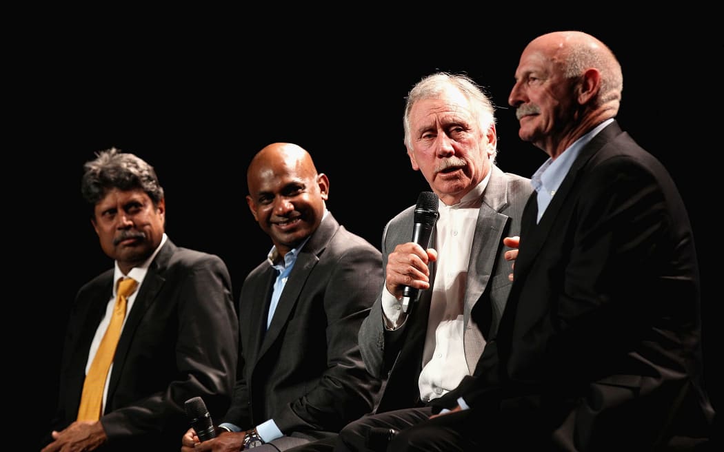 Cricket legends Kapil Dev, Sanath Jayasuriya, Ian Chappell and Dennis Lillee.