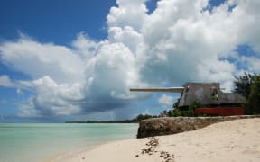 WWII eight gun emplacement at Betio on Tarawa