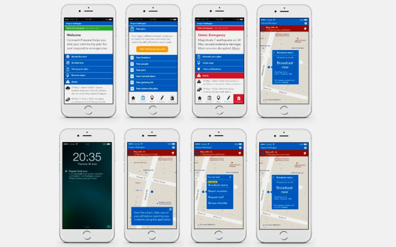 Examples of the mobile tools the Prepare Wellington project proposed for crowd-sourcing information before and during an emergency.