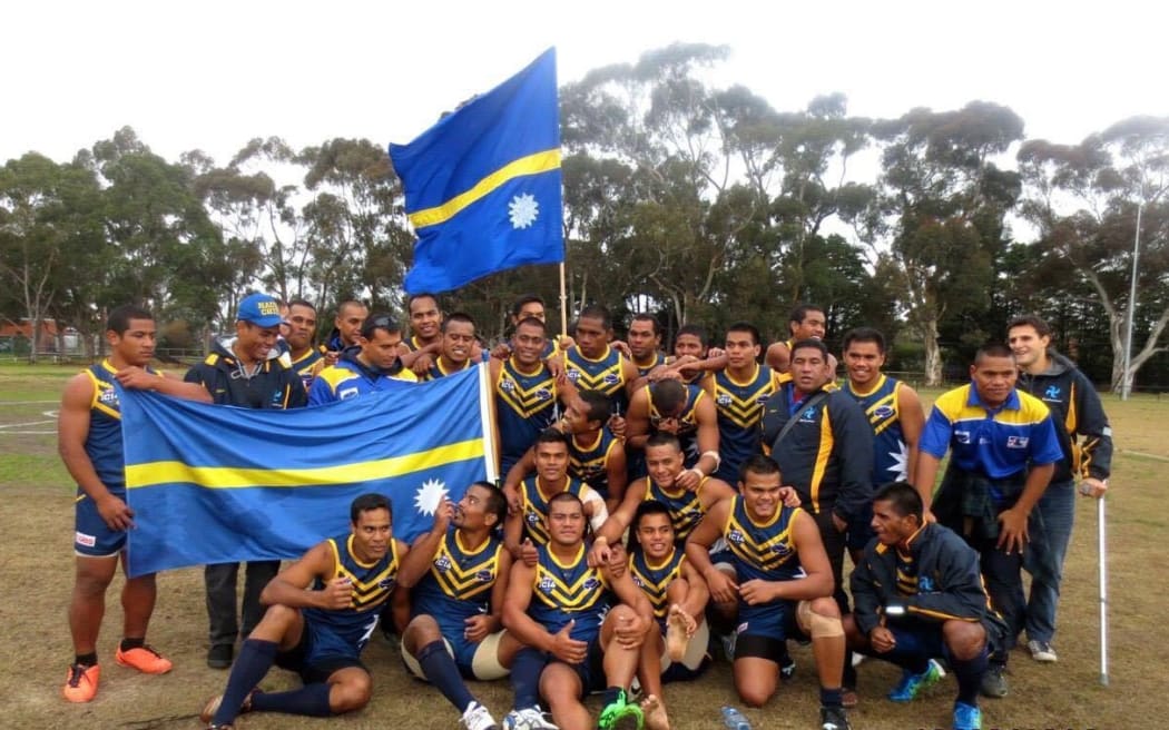 The Nauru Chiefs at the 2014 AFL International Cup.