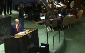 US president Donald Trump speaks at the UN.