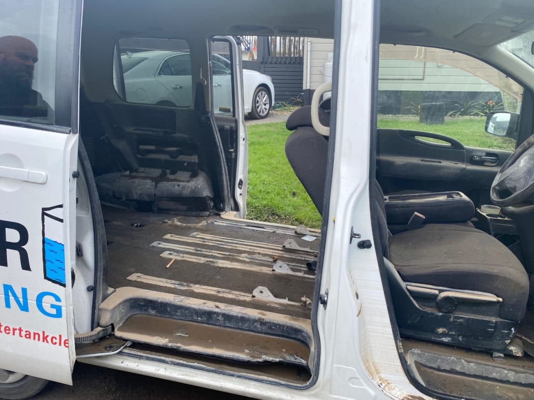 Daniel Bott's work van was one of three cars on the driveway to be submerged.