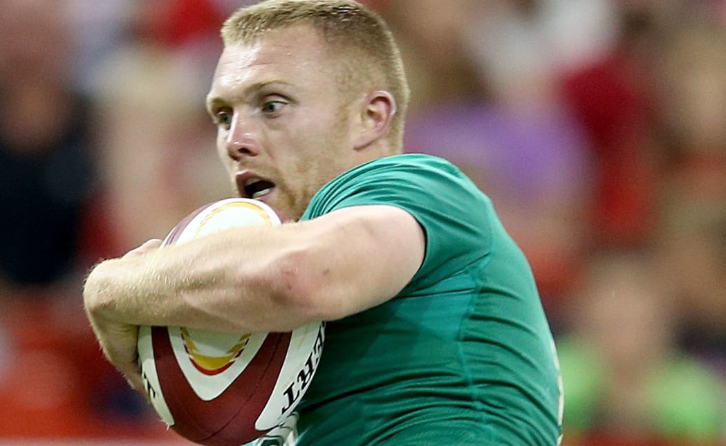 Ireland's Keith Earls scores a try.