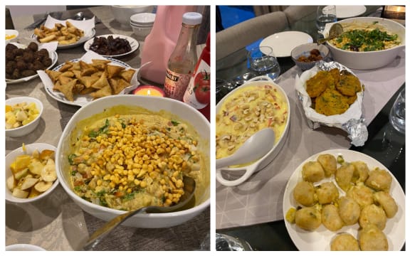 Some of the food available for the iftar meal at Al Noor mosque.
