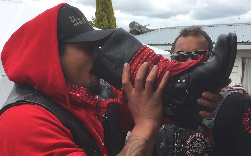 The traditional drink from the boot.