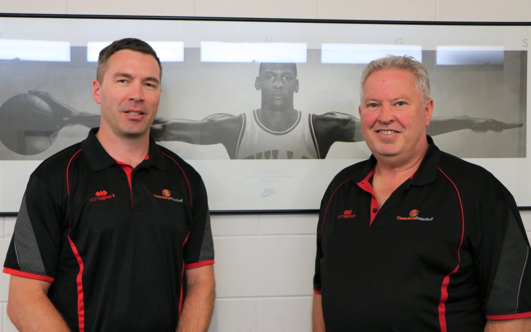 James Lissaman (R), Canterbury Basketball community manager and Clive Beaumont, Canterbury Basketball general manager (L).