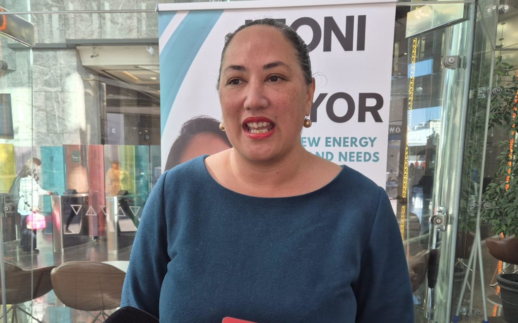 Kerrin Leoni at her fiscal plan announcement.