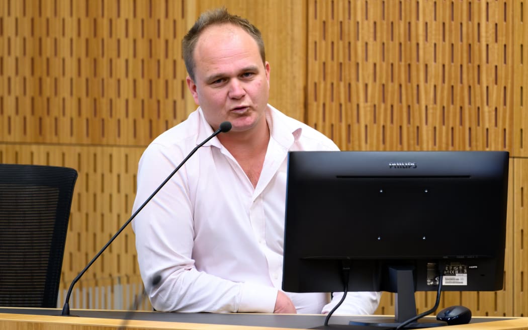 Real estate agent Steven Golding appears as a witness at the High Court in Christchurch during day four of the trial for the murder of Yanfei Bao