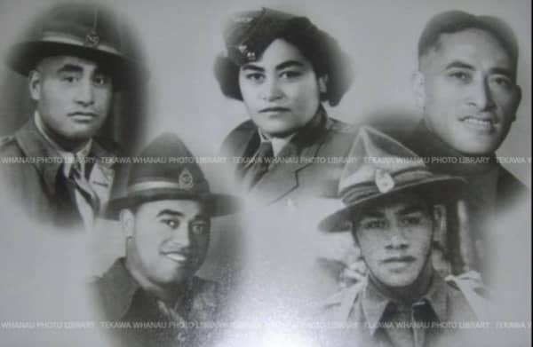 Maungarongo’s grandfather Maungarongopai Ni Te Kawa, bottom left, who was in the Māori Battalion and died at 22, with his brothers and sister.