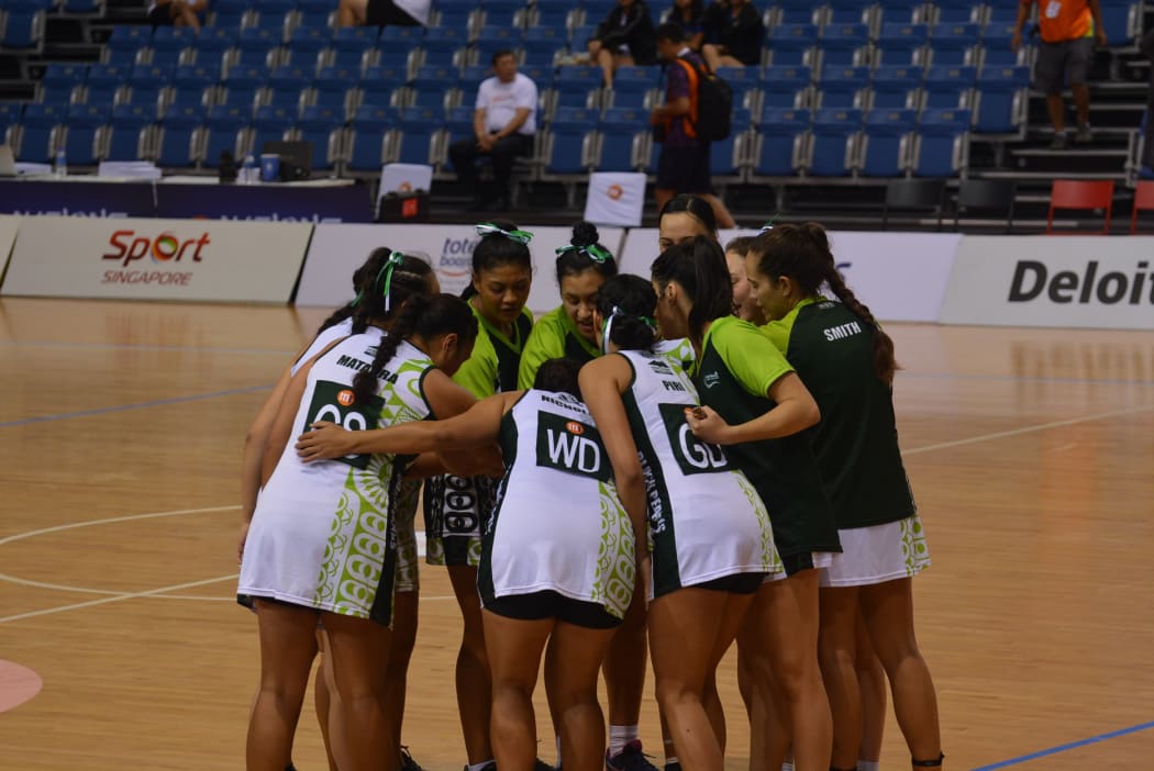 The Cook Islands Black Pearls during the 2019 Nations Cup in Singapore.