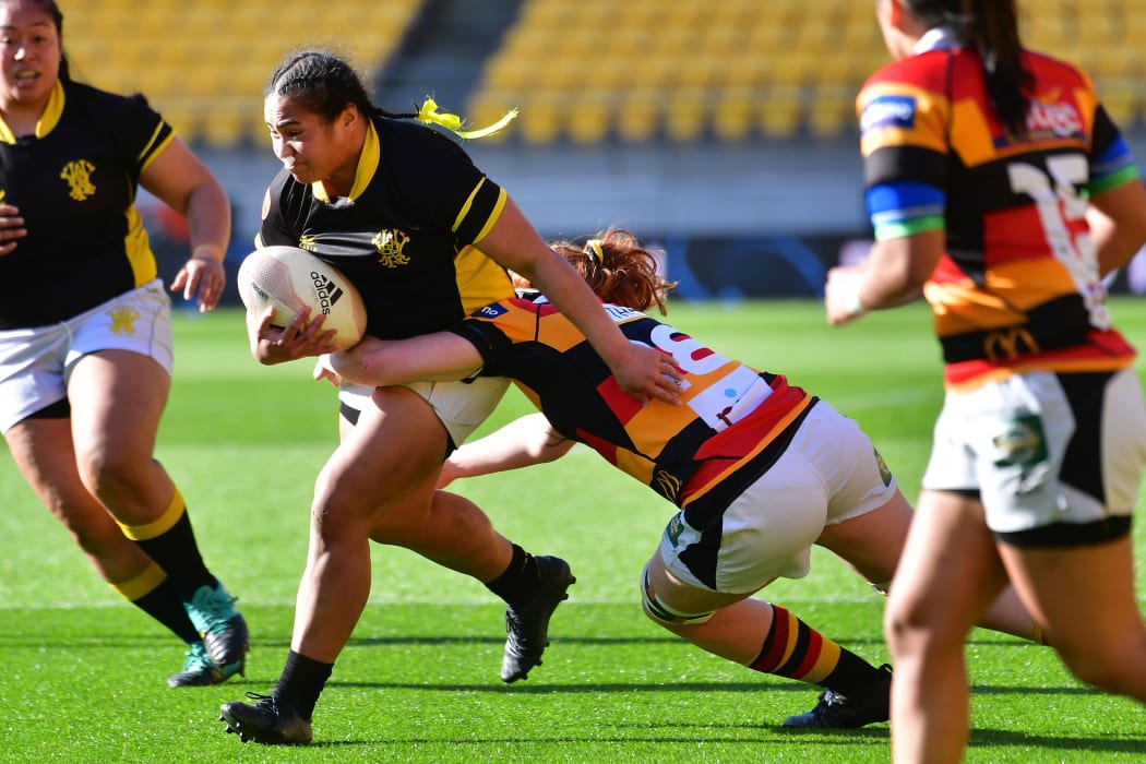 Manusina loose forward Nina Foaese in action for Wellington Pride.