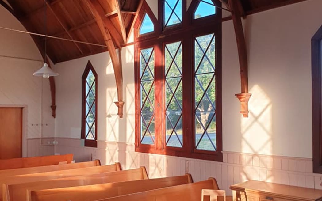 The interior of the Kakanui Church.
An Otago couple have spent six years restoring a timber Presbyterian church in Kakanui, designed by architect Robert Arthur Lawson, which has now been recognised as a Category 1 historic place.