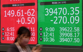A monitor shows the price of Nikkei Stock Average in Tokyo on 19 March, 2024. The monetary policy meeting of BOJ (Bank of Japan) decides reversing large-scale monetary easing measures and lifting the negative interest rate policy.