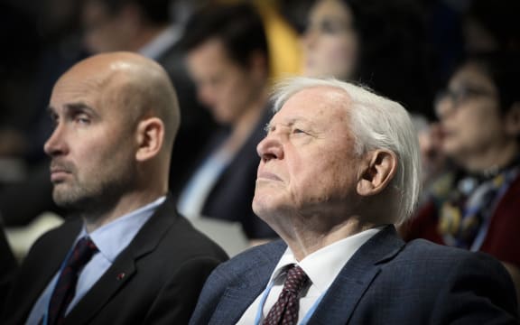 Environmental activist and TV personality David Attenborough is seen at the opening of the Climate Change Conference COP24 in Katowice, Poland.