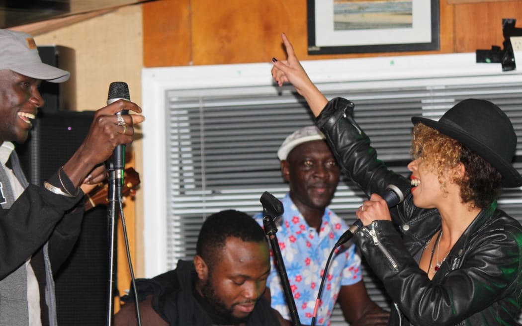 Flavia Coelho joins in a jam session with members of Jupiter & Okwess International and Youssou N’Dour’s band.