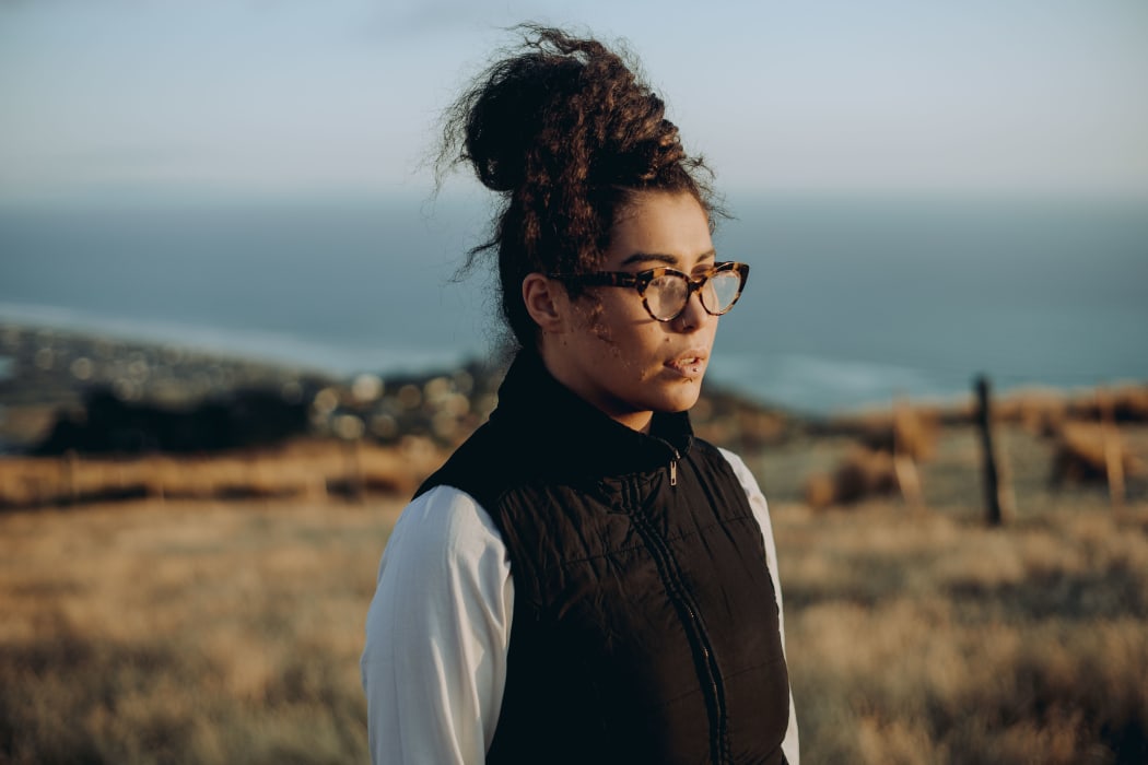 Isla Reeves on the port hills, Christchurch