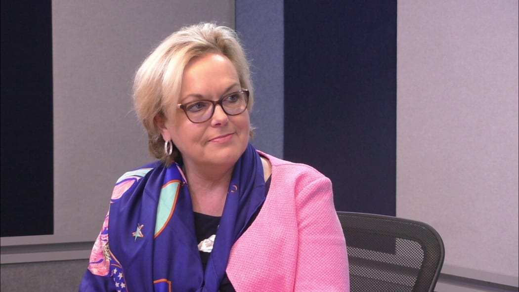Judith Collins interviewed in the Checkpoint studio