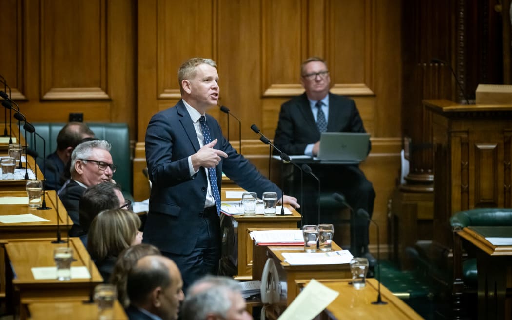 The Prime Minister Chris Hipkins answers a question.