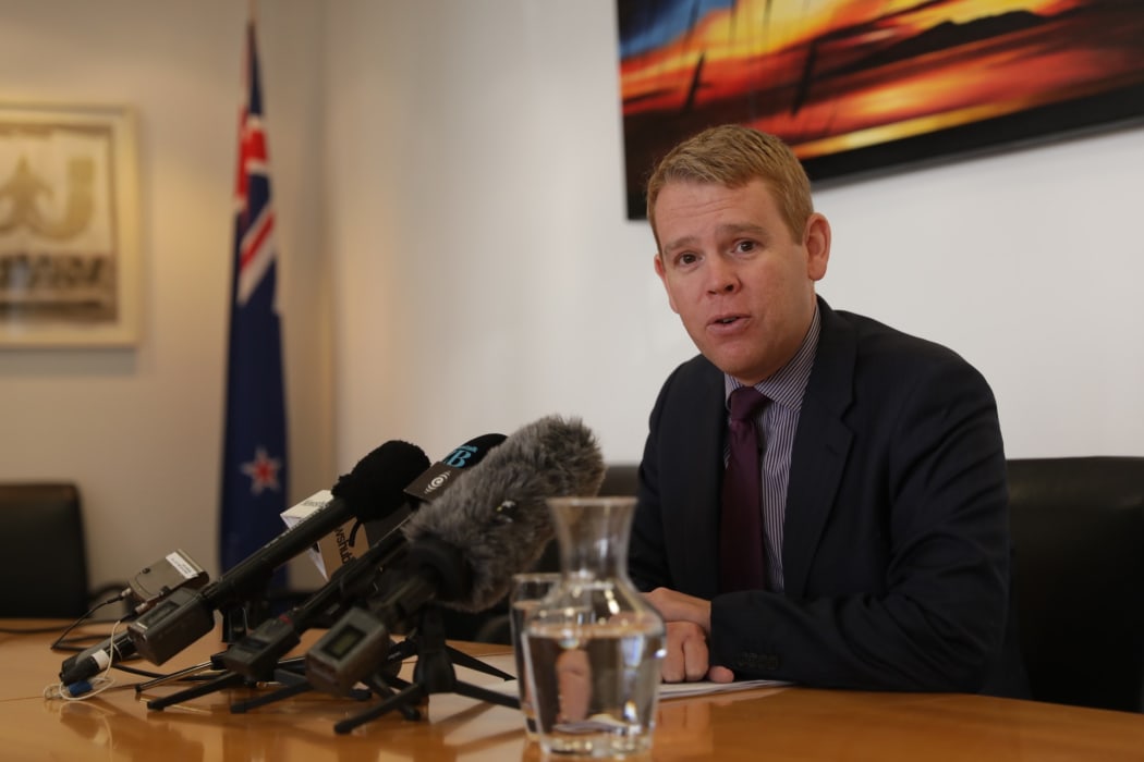Education Minister Chris Hipkins speaking to media about the revised teacher pay offer.