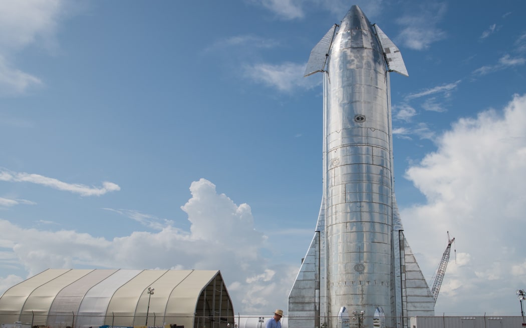 BOCA CHICA, TX - SEPTEMBER 28: A prototype of SpaceX's Starship spacecraft is seen at the company's Texas launch facility on September 28, 2019 in Boca Chica near Brownsville, Texas.