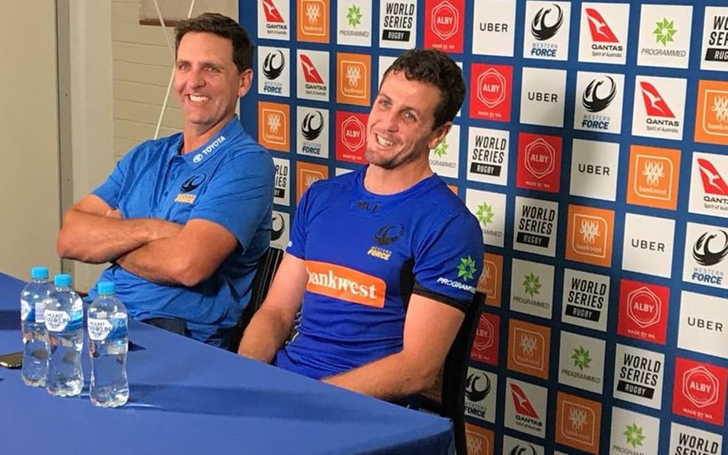 The Force coach, Tim Sampson and captain Ian Prior front the media