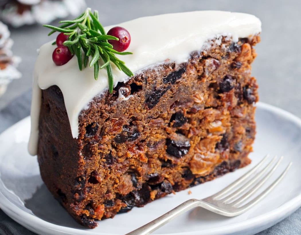 A slice of Christmas cake
