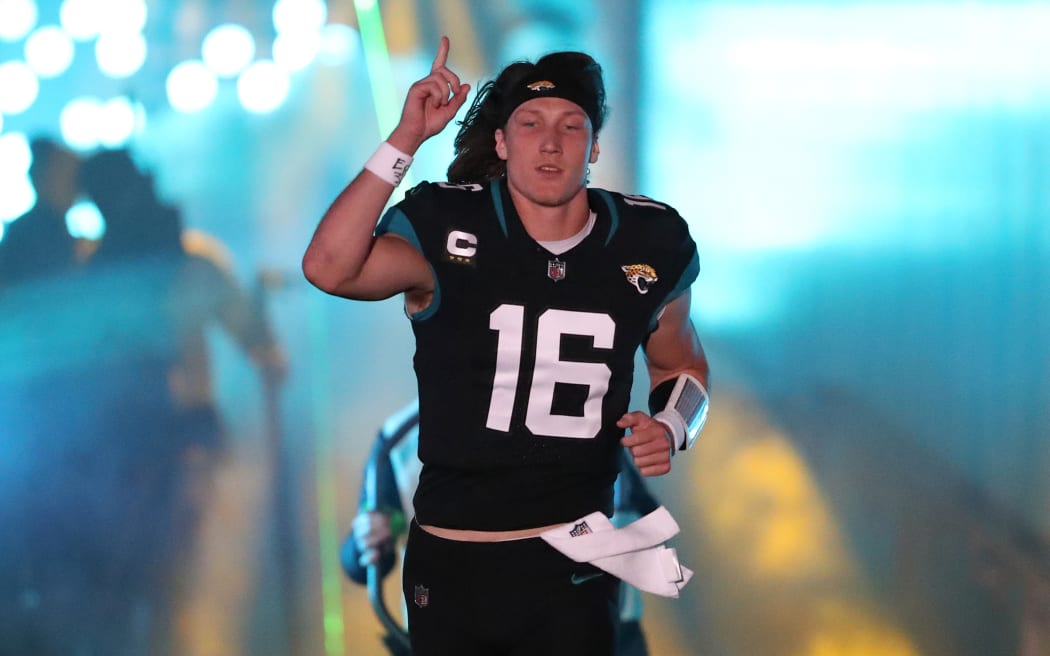 JACKSONVILLE, FLORIDA - DECEMBER 04: Trevor Lawrence #16 of the Jacksonville Jaguars takes the field before a game against the Cincinnati Bengals at EverBank Stadium on December 04, 2023 in Jacksonville, Florida. (Photo by Courtney Culbreath/Getty Images)