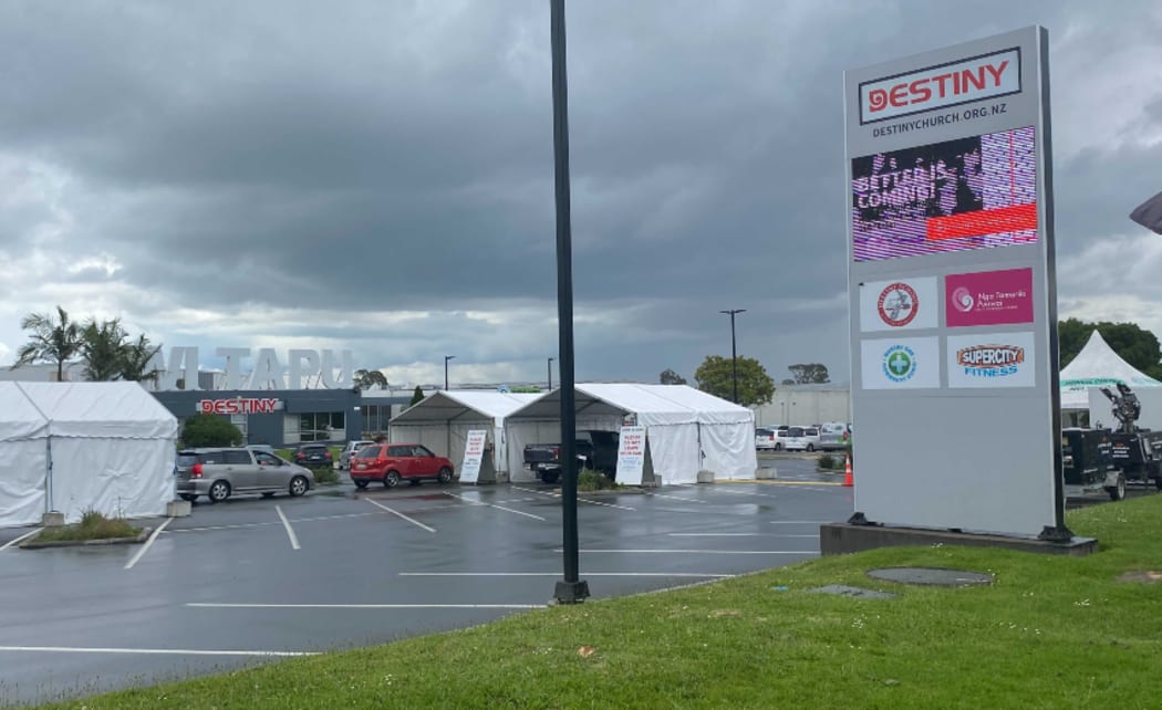 The Whānau Ora Community Clinic's testing centre outside the Destiny Church in Wiri.