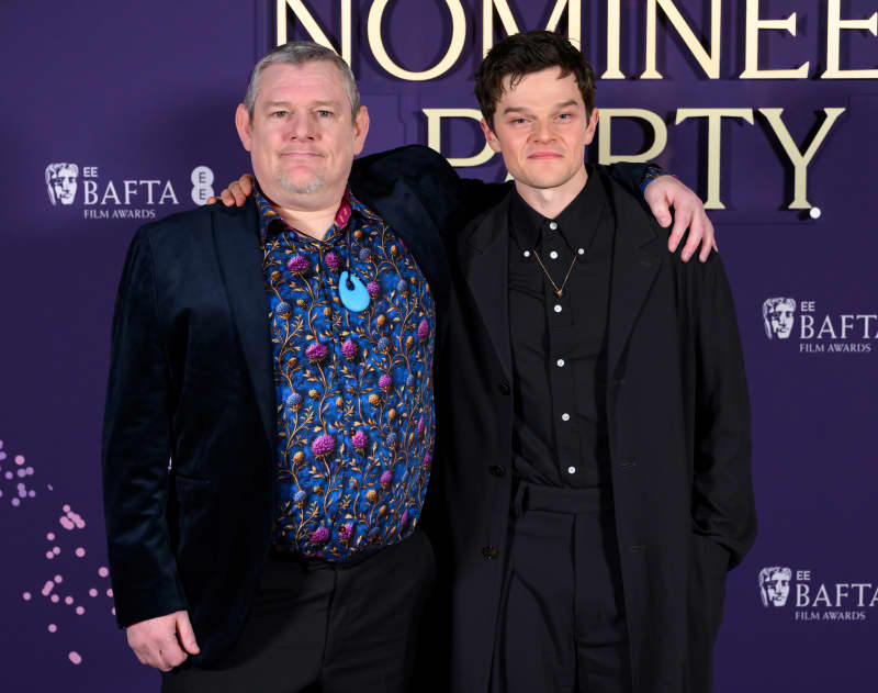 LONDON, ENGLAND - FEBRUARY 21: John Davidson and Robert Aramayo attend  the 2026 EE BAFTA Film Awards Nominees' Party at the National Portrait Gallery on February 21, 2026 in London, England. (Photo by Karwai Tang/WireImage)