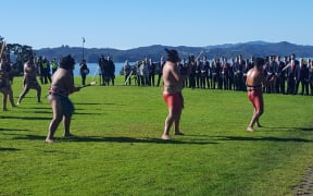 Haka welcoming Lions at Waitangi