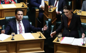 Leader of the Opposition Simon Bridges and Prime Minister Jacinda Ardern during Question Time.