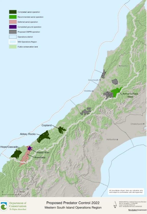 DOC Western South Island proposed predator control in 2023.