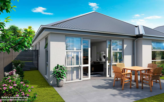 Artist's impression of KiwiBuild home to be built in Spreydon. KiwiBuild is teaming up with developer Mike Greer Homes to construct more than 110 homes in West Auckland and Christchurch.