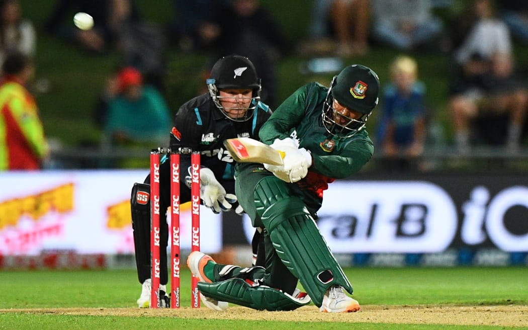 Bangladesh player Soumya Sarkar during the first T20 international against the Black Caps in Napier.