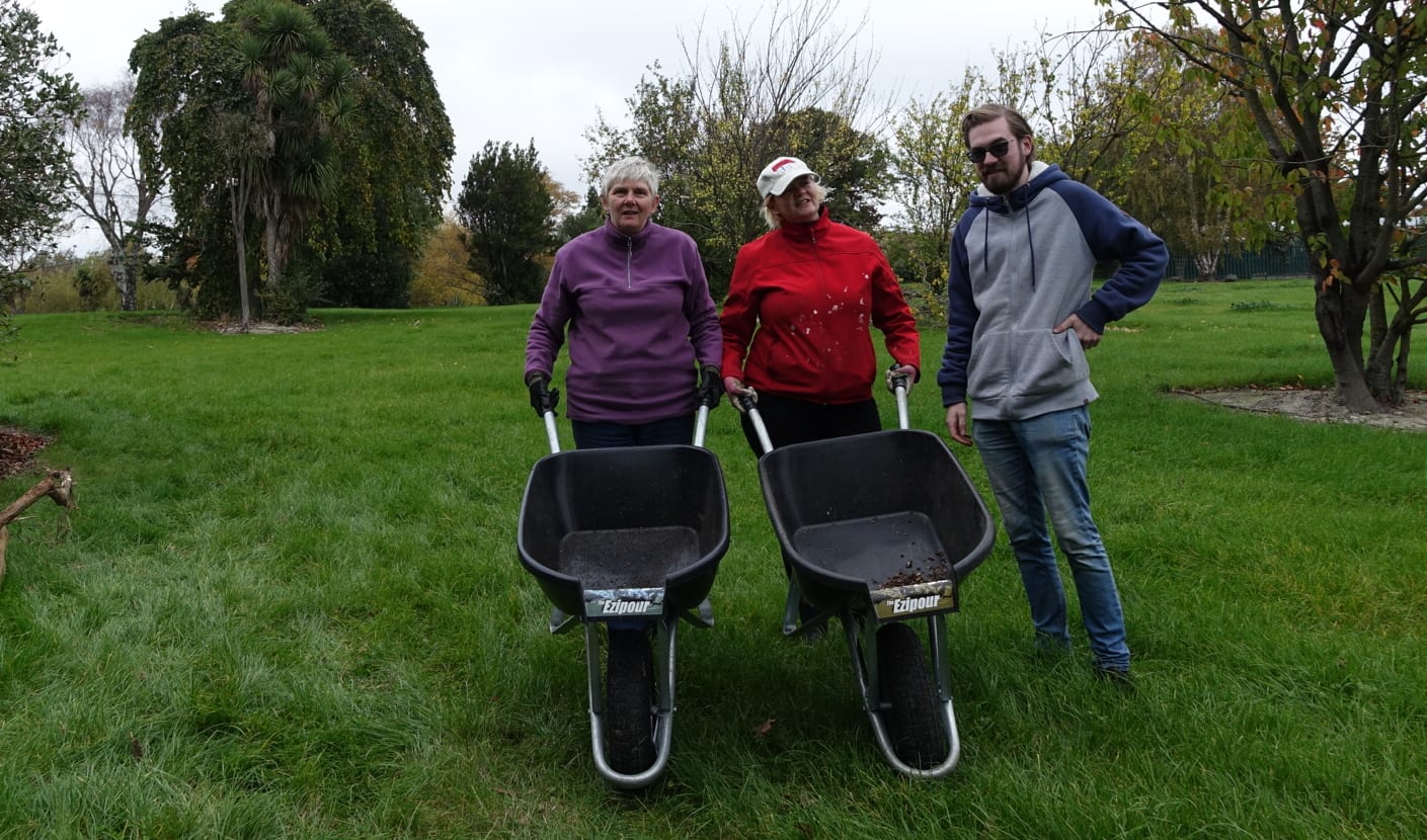(From left) Julie Crook, Hayley Guglietta and Ashley Crook checking out the red zone land which will become part of the Richmond Communty Garden.