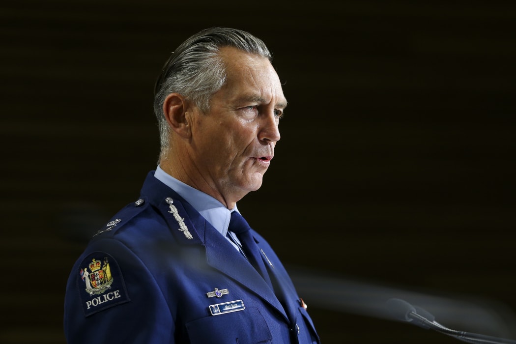WELLINGTON, NEW ZEALAND - APRIL 02: Outgoing Police Commissioner Mike Bush speaks to media during a press conference at Parliament on April 02, 2020 in Wellington, New Zealand. (Photo by Hagen Hopkins/Getty Images)