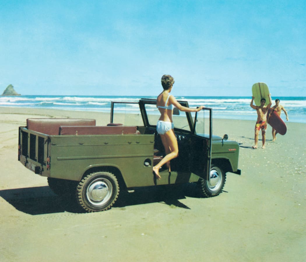 New Zealand's first lifestyle vehicle - a publicity shot at Muriwai Beach.