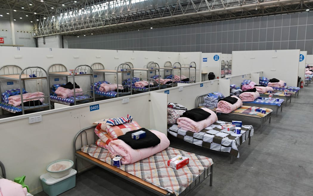 Photo taken on Feb. 11, 2020 shows the interior of a temporary hospital converted from Wuhan International Expo Centre in Wuhan, central China's Hubei Province.
