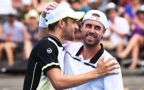 Mate Pavic, left, and Oliver Marach celebrate.