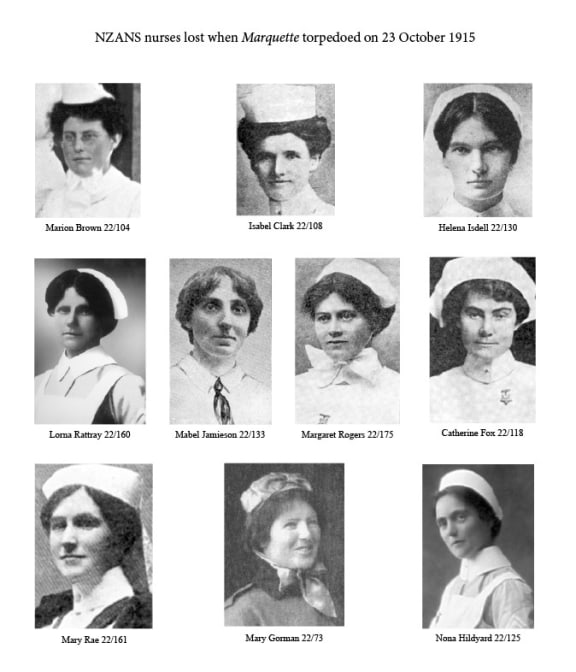 The ten nurses who were killed on the ship.