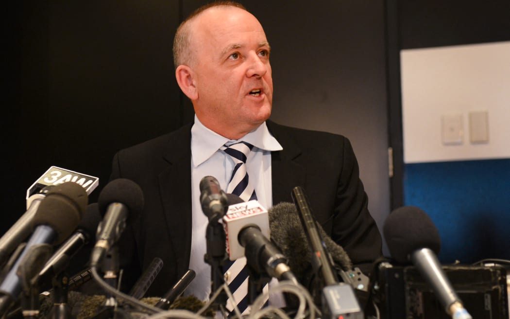 Rhys Holleran, CEO of Southern Cross Austereo, the parent company of Sydney's 2Day FM radio station, answers a question during a press conference in Melbourne on December 8, 2012 following the news that Jacintha Saldanha, the nurse who took a call a hoax call to London's private King Edward VII hospital treating Prince William's pregnant wife Catherine, apparently killed herself according to media reports on December 7. Two Australian radio presenters, Mel Greig and Michael Christian, who made a hoax call to the hospital treating Prince William's pregnant wife Catherine have been taken off the air after the nurse who took the call apparently killed herself. AFP PHOTO/William WEST (Photo by WILLIAM WEST / AFP)