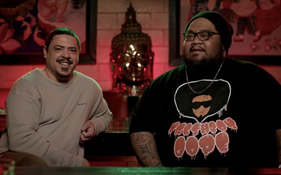 Hip hop artists David Atai and Junior Rikiau