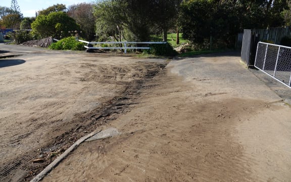 Lower High Street in Marton, where the Tutaenui Stream overflowed.