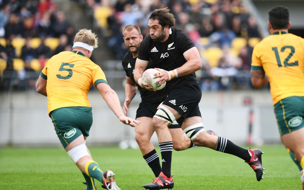 Sam Whitelock during the Bledisloe Cup rugby test Wellington 2020.