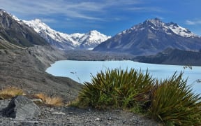 Lake Tasman and the Tasman Glacier in Aoraki National Park.