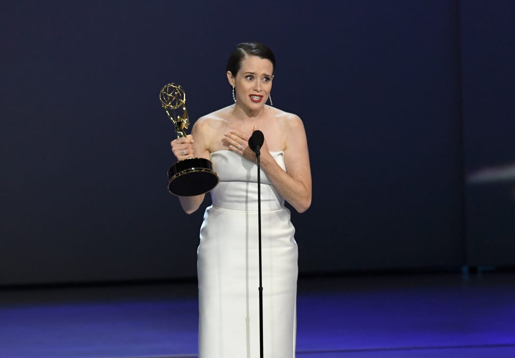 Claire Foy accepts the Emmy award for Outstanding Lead Actress in a Drama Series for 'The Crown'.