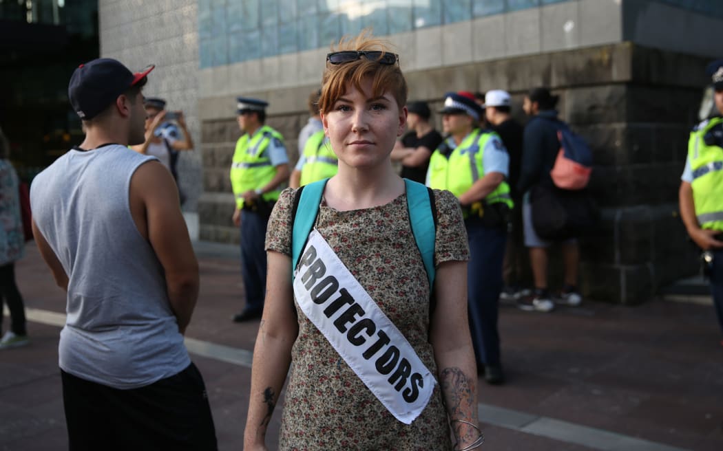 Niamh O’Flynn said 'protectors' were at the rally to help create a barrier between Trump supporters and those more vulnerable to anti-Islamic rhetoric.
