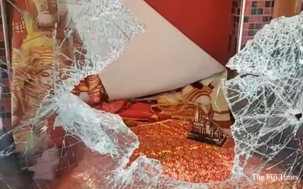 Damages to the Shiv Temple in the capital Suva.